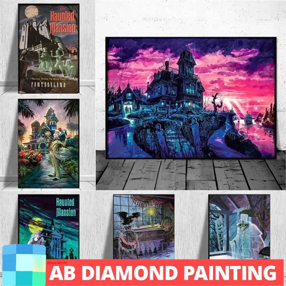 AB DIY Diamond Painting Disney Embroidery World Haunted Mansion Home Decor Ghosts Mosaic Cross Stitch Kits For Living Room