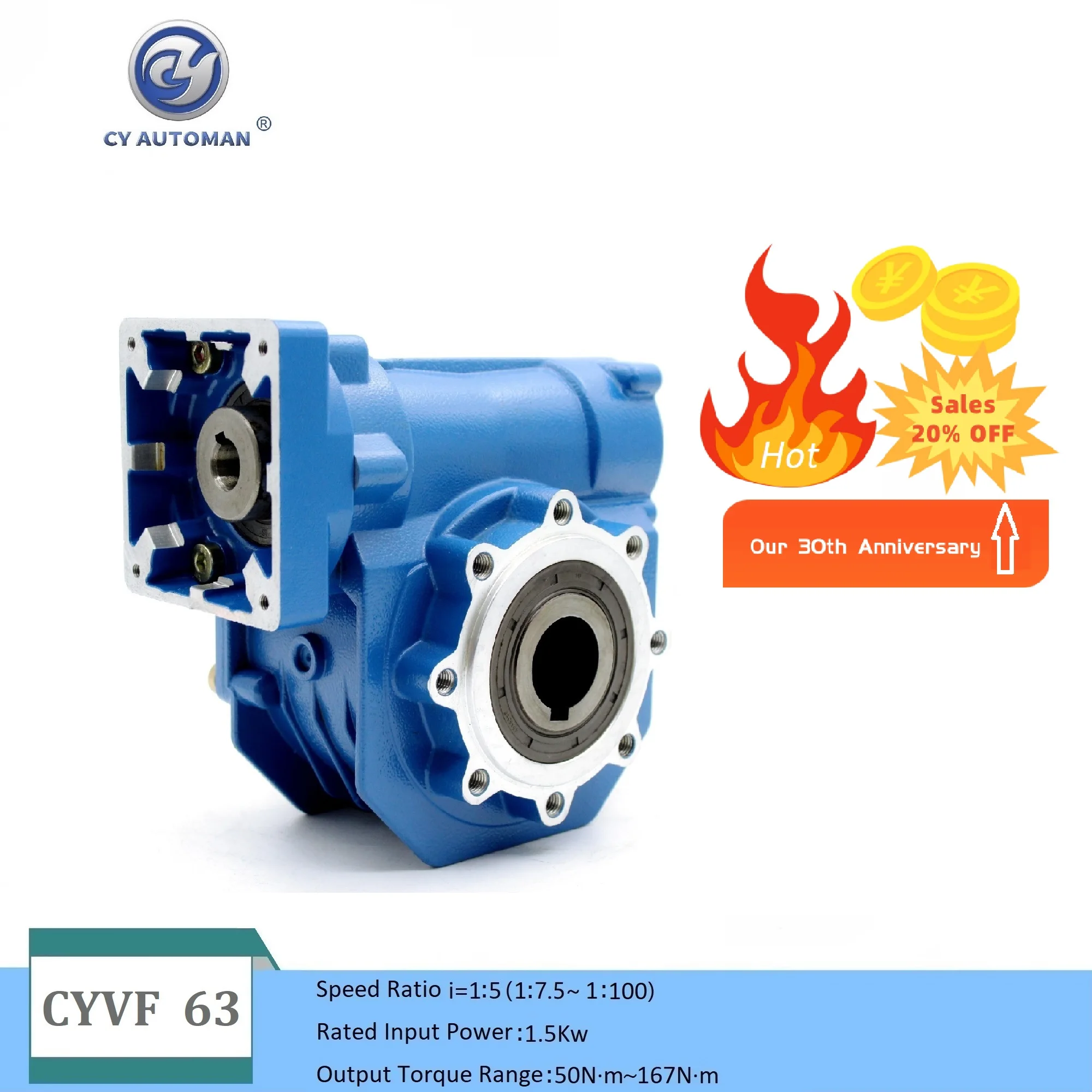 

CYAutoman High Torque Worm Gear box NMVF 063 Input 14/19/22/24mm Output 25mm Ratio 5:1/100:1 CNC Gearbox Suppliers Reduction