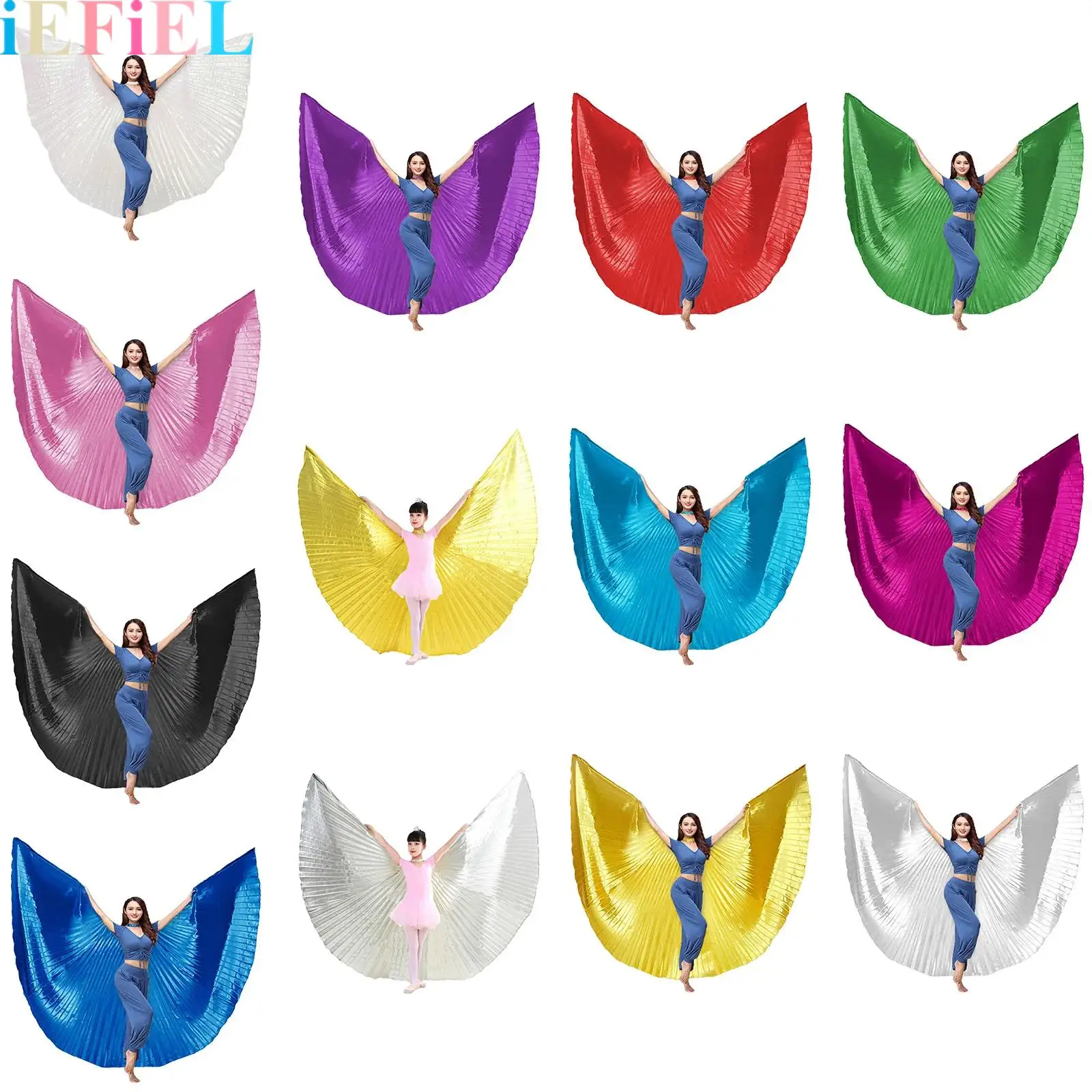 

360 Degree Angle Wings Belly Dance Wings Without Sticks Costumes Dancing Props Accessories for Carnival Festivals Stage