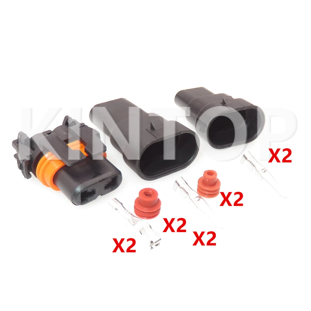 1 Set 2 Pins Auto HID Controller Male Female Waterproof Connector AC Assembly 12059183 Car Hernia Lamp Wiring Terminal Socket