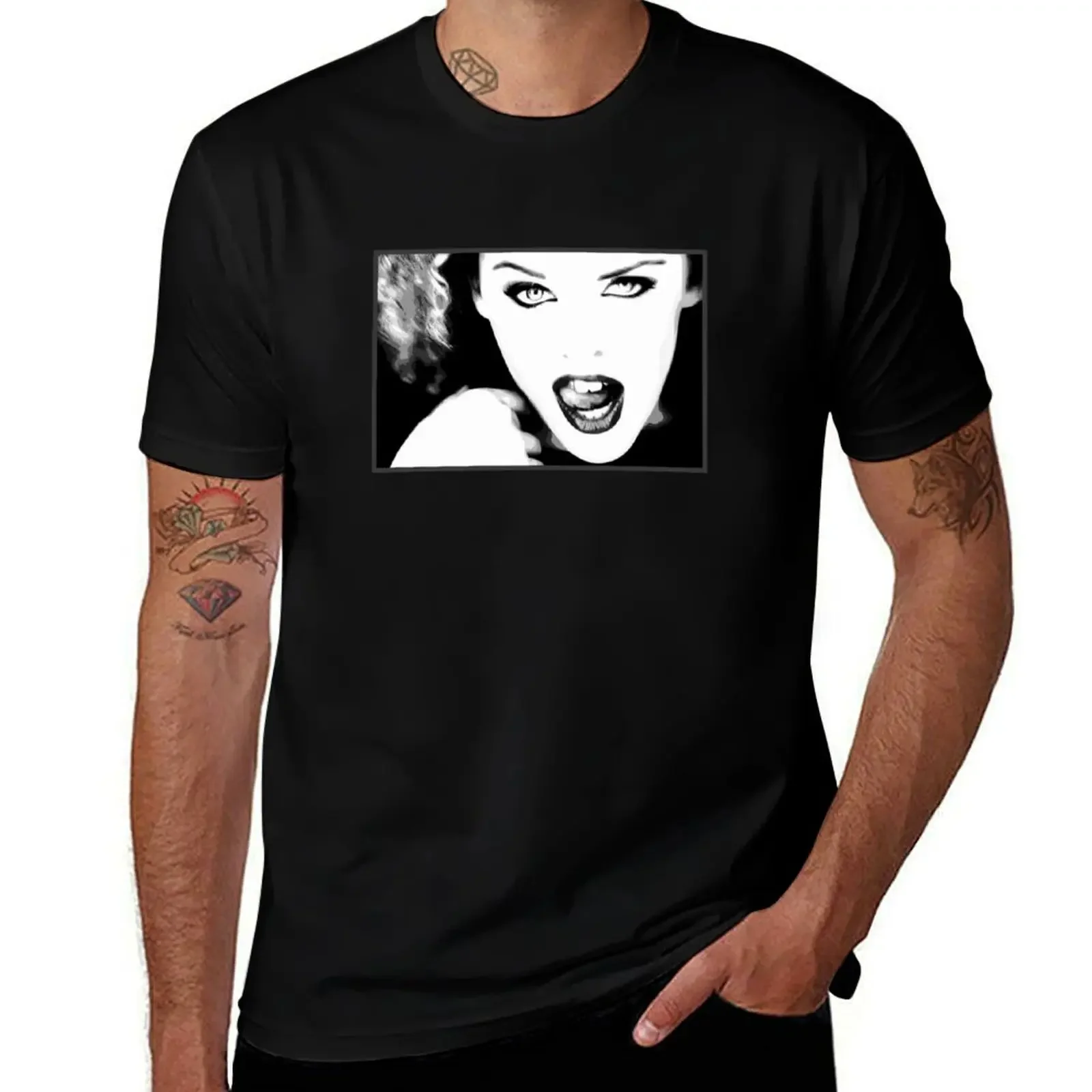 Kylie Minogue - Confide in Me (black and white) T-Shirt luxury designer man clothes mens graphic t-shirts hip hop