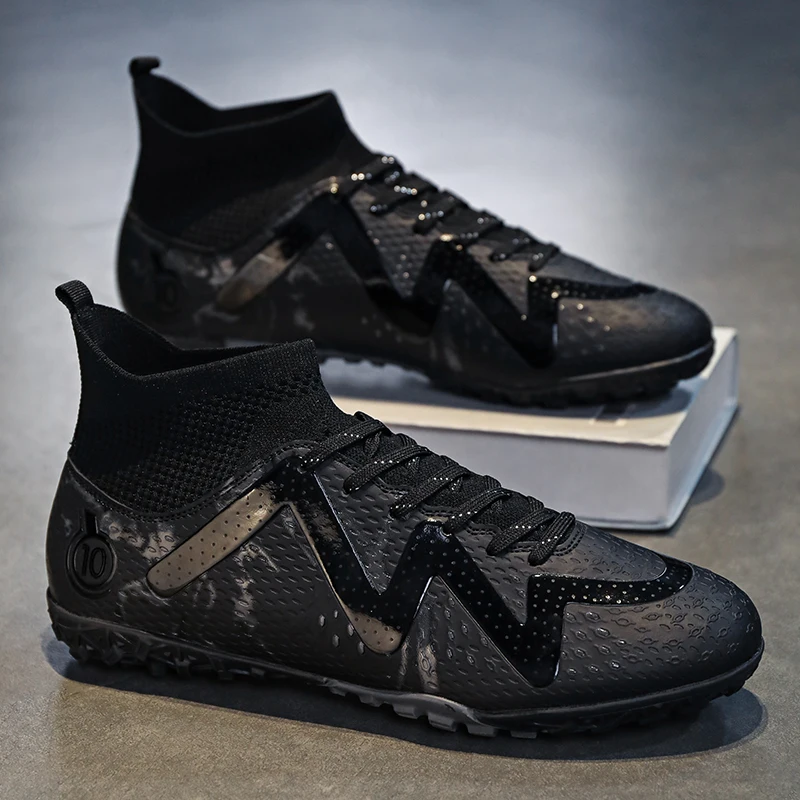 

Пара детских четырехсезонных кожаных футбольных бутсов с высокими шипами, износостойкие футбольные бутсы, размеры 33-46, HXH-X2312-1