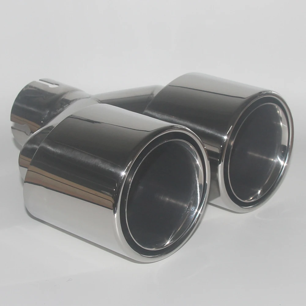 

Stainless steel polished Y-shaped double outlet rolled edge exhaust pipe exhaust pipe clamp 63-76/89/101mm muffler tailpipe
