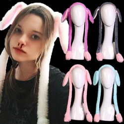 Cute Rabbit Ears Headband Moving Ears Airbag Bunny Hat Kids Plush Toys Women Girls Cosplay Decoration Headwear Hair Accessories