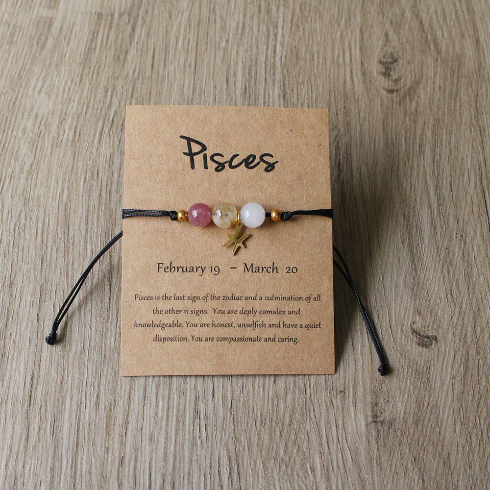 Aries Taurus Gemini Cancer Leo Virgo Libra Scorpio Sagittarius Capricorn Aquarius Pisces gifts for women zodiac bracelet tiki