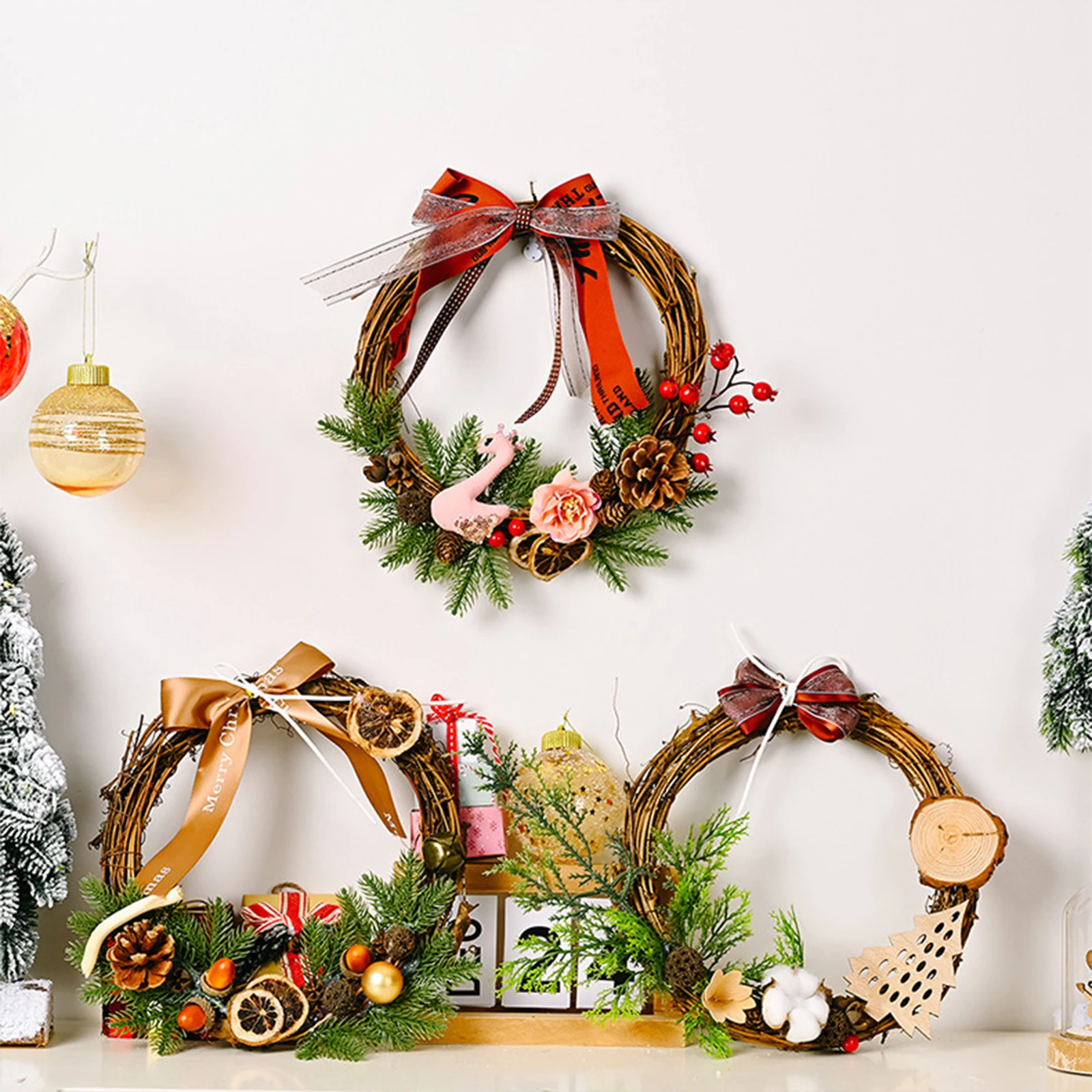 

Christmas Wreath Hanging Tree Door Ornament Family Gifts Pendant Drop Ornaments Festival Decorative