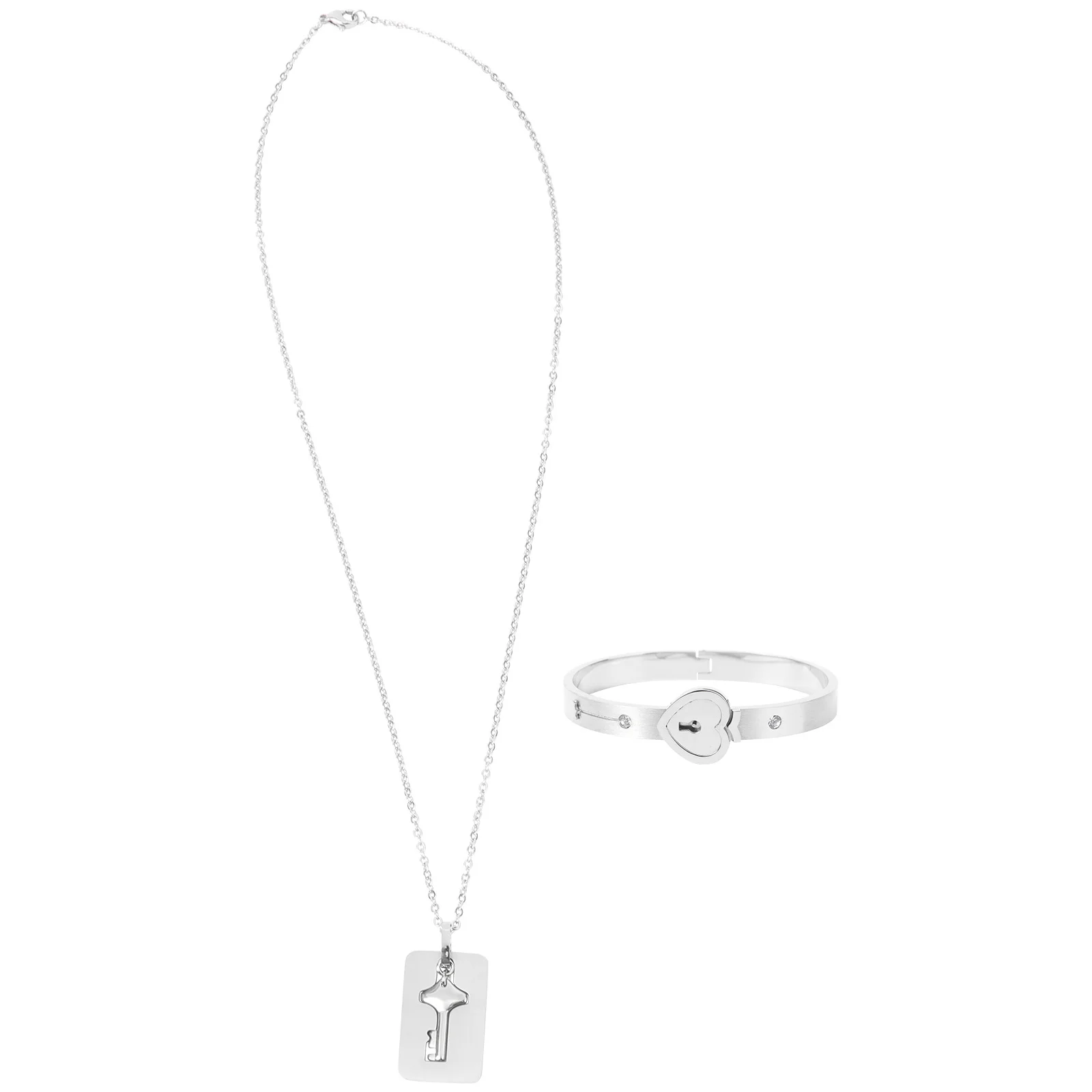

Bangle Bracelet Key Necklace Charm Titanium Steel Romantic Valentine's Day Accessory for Her Stylish Durable