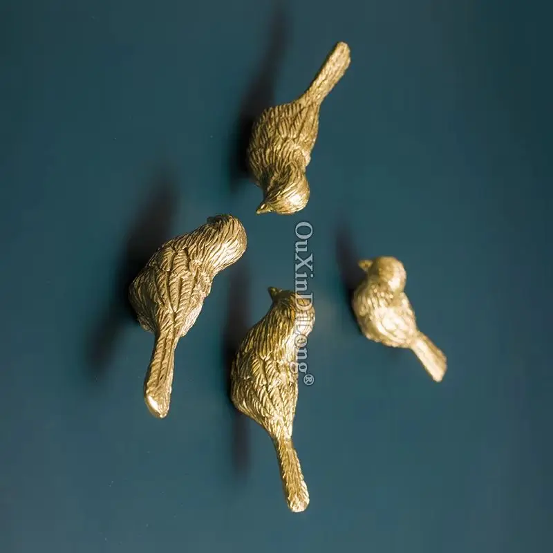 

Фирменная Новинка, 4 шт., твердая латунь, насыщенная птица, европейские мебельные ручки, ручки для выдвижных ящиков, шкаф, кухонный шкаф для телевизора, ручки