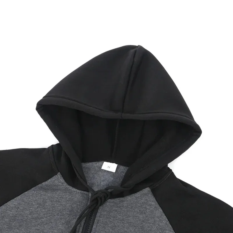 New Men's Zip-Up Color Block Hoodie With Casual Stylish & Durable Fall/Winter Top Raglan Sleeves Hoodies Sweatshirt Male