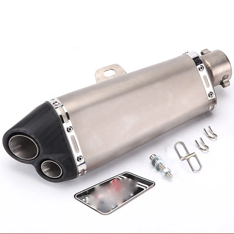 Motorcycle Large Displacement Sports Tube Modified Parts Carbon Fiber Double Nozzle Exhaust Pipe 51MM For Universal