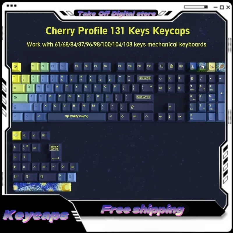 Creative Mechanical Keyboard Keycaps Starry Sky Theme 132 Keys Pbt Sublimation Process Keycaps Tablet Laptop Keyboard Keycaps