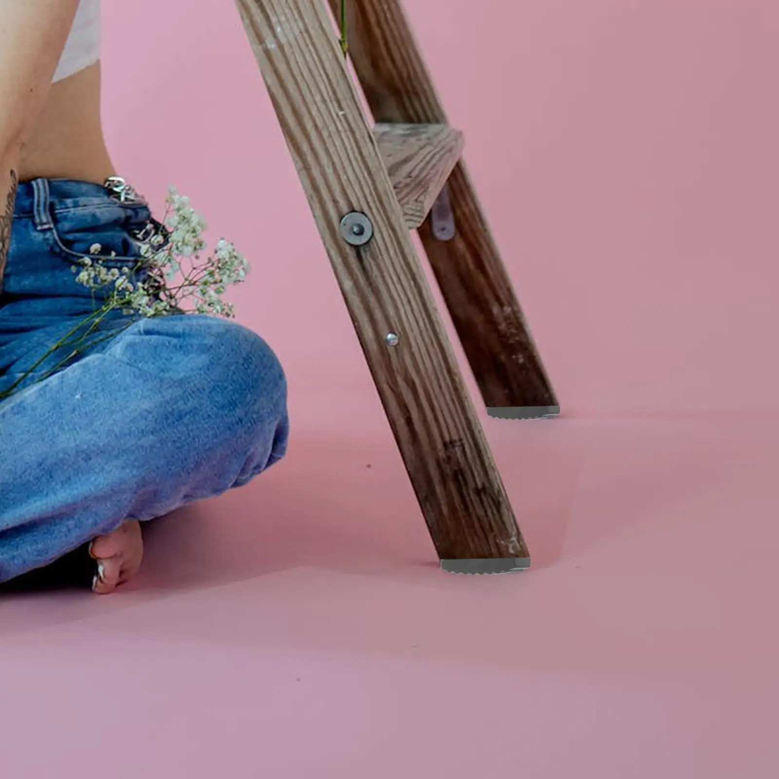 2Pcs Anti Slip Ladder Feet Pads Protective Rubber Covers Floor Protection Ladder Leg Protector Cover Non Slip Ladder Rubber Tips