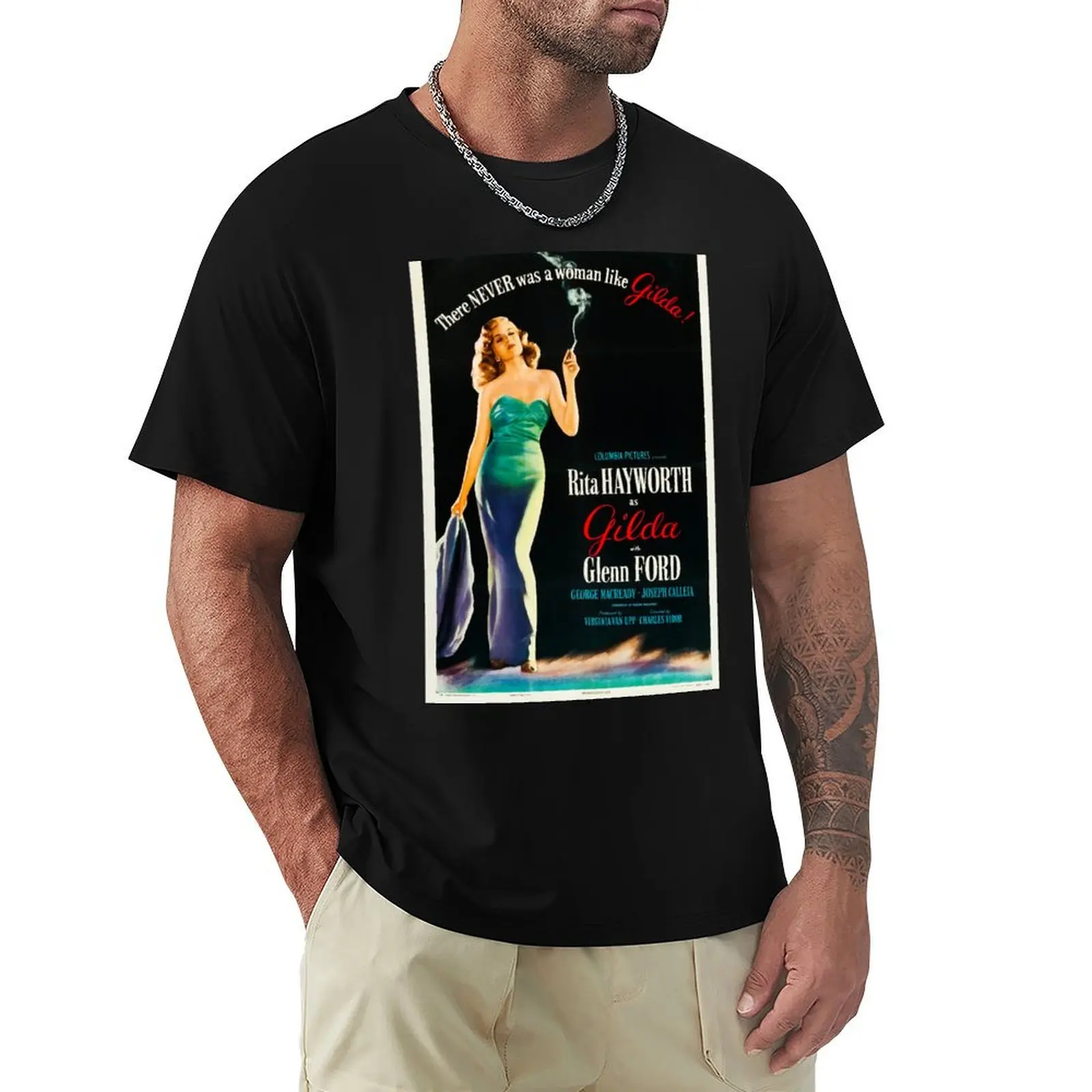 Camiseta con estampado del póster de la película Gilda (1946) con la actuación de Rita Hayworth, camiseta sencilla para las fiestas