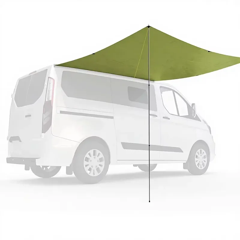 Tarp (250x250cm) Polyester Material for Camping Buses & Outdoor Use-Mounting Rails (7x3.5mm) Rain Cover Awning
