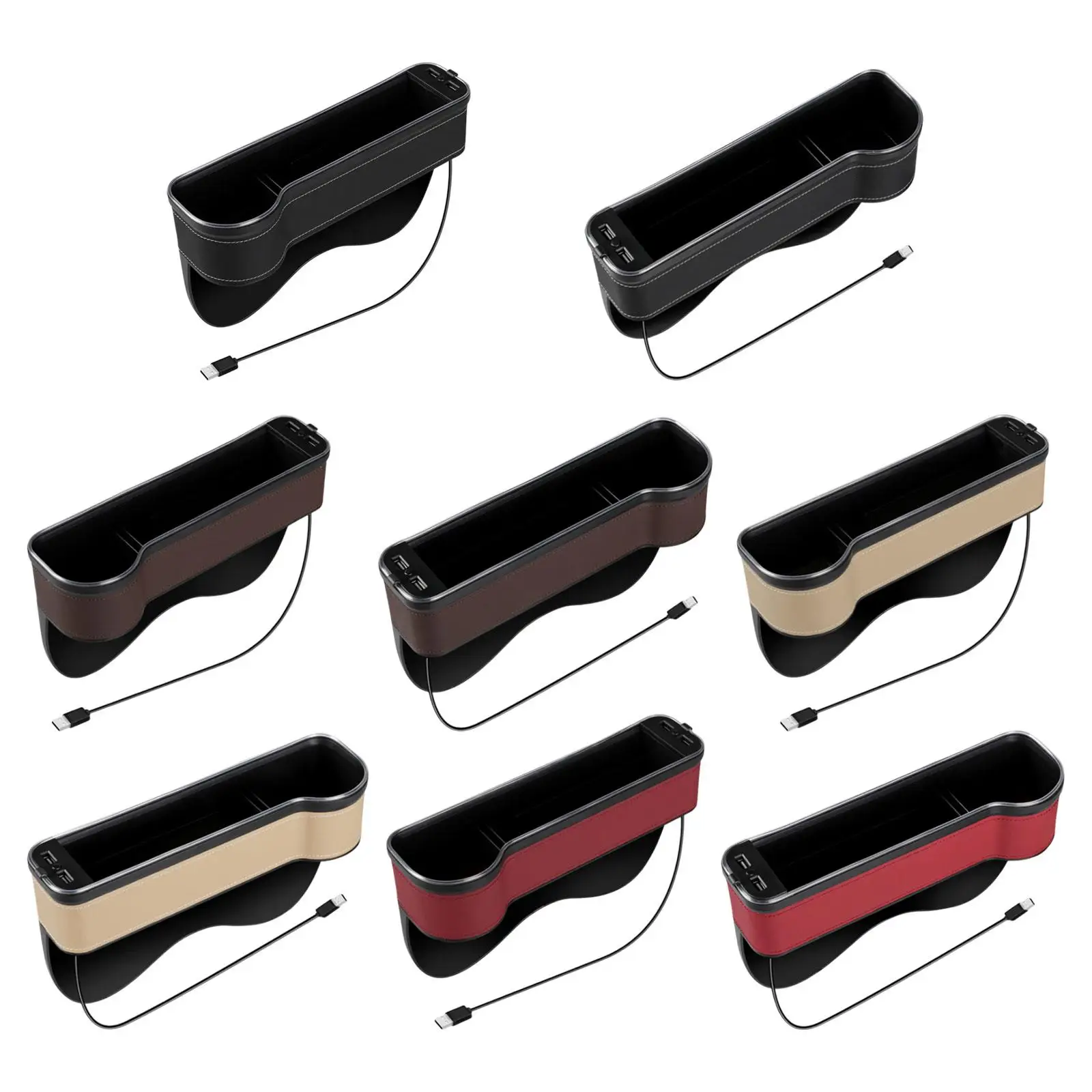 

Car Seat Gap Filler Organizer with Dual USB Charging Ports for Drinks