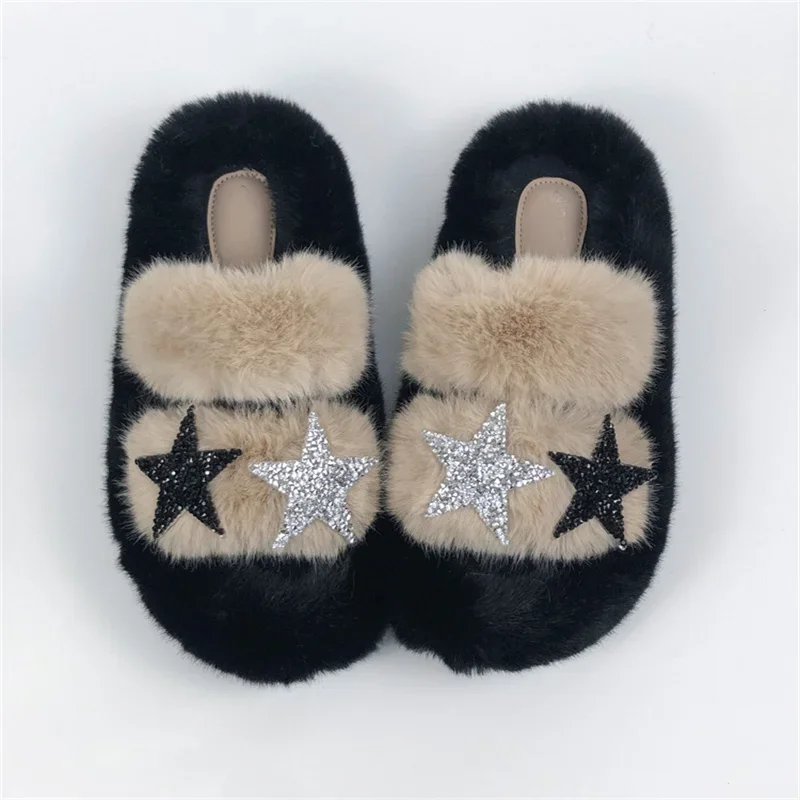 Zapatos de invierno para exteriores con estrellas a la moda para mujer, zapatillas cálidas de piel sintética, zapatos Punk Y2K