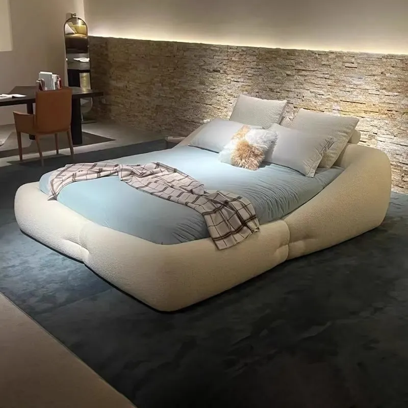 Cream wind, bed 1.8 meters wedding bed, puff bed