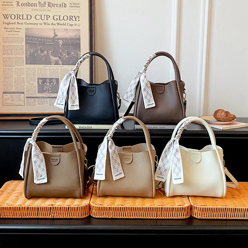 

Korean vintage bucket bag for women, women's shoulder bag, fashionable and simple, easy-matching handbag and messenger bag