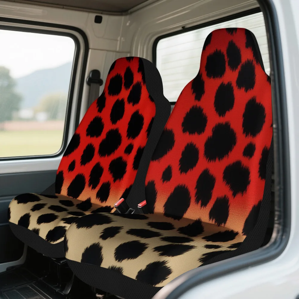 2pcs Fiery Leopard Print Car Seat Cover Set – Full Set Of High-Quality, Durable Front Seat Protectors, Universal Fit For Most Ca