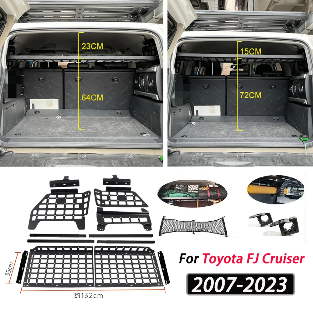 Rear Molle Panels For Toyota FJ Cruiser (XJ10) 2007-2023 Rear Trunk Shelf Cargo Storage Racks Luggage Organizers Car Accessories