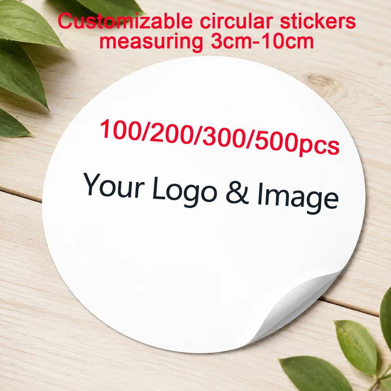 100/200Pcs Custom Logo Stickers Personalized Photo Text Labels 1.18- 3.94inch Various Sizes Customizable Pattern Labels Suitable for Wedding Birthday Invitations Thank You Cards Party Gift Packaging