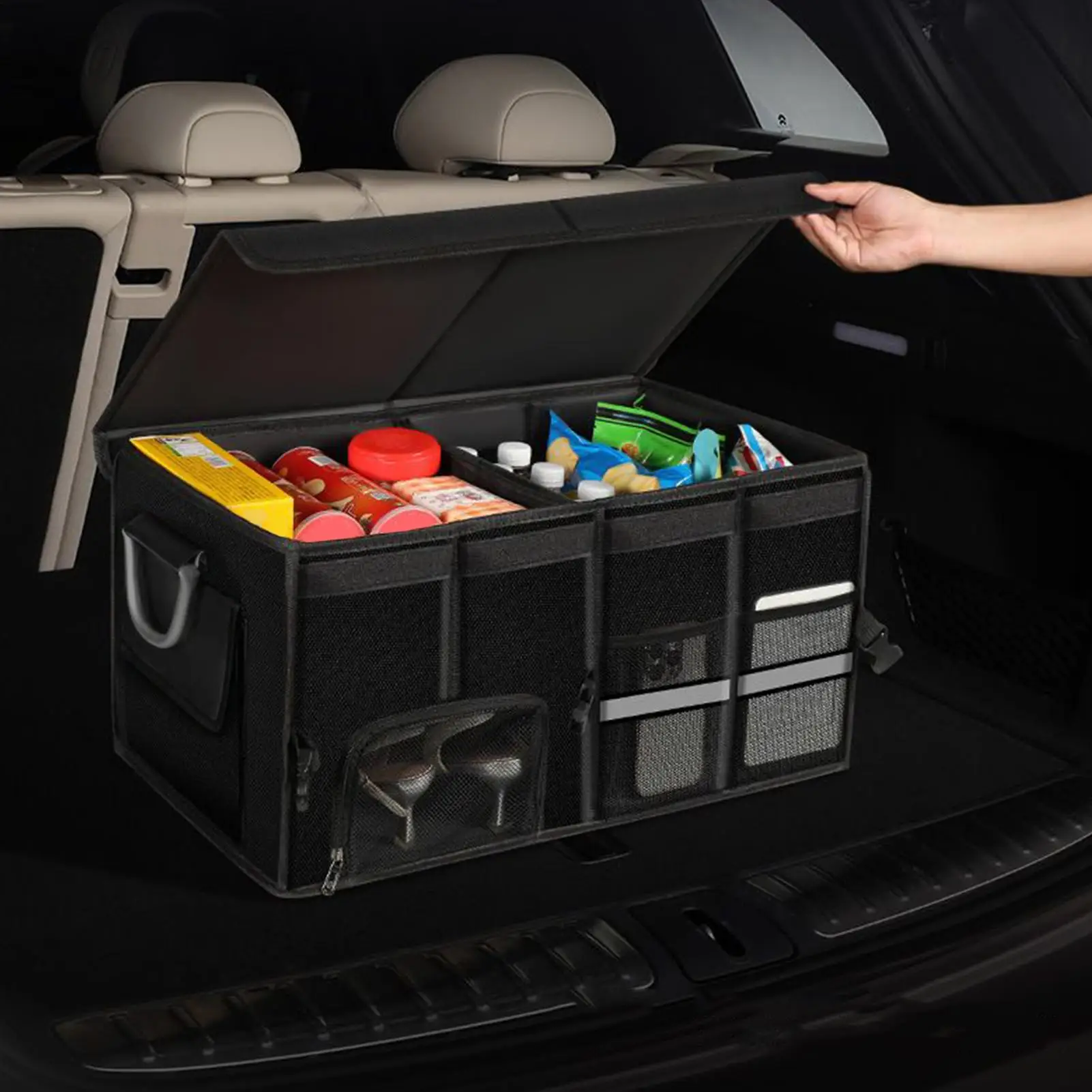 Trunk Storage Box Heavy Duty High Density Oxford Cloth Car Organizer with Handles Large Capacity Foldable Auto Storage Bag