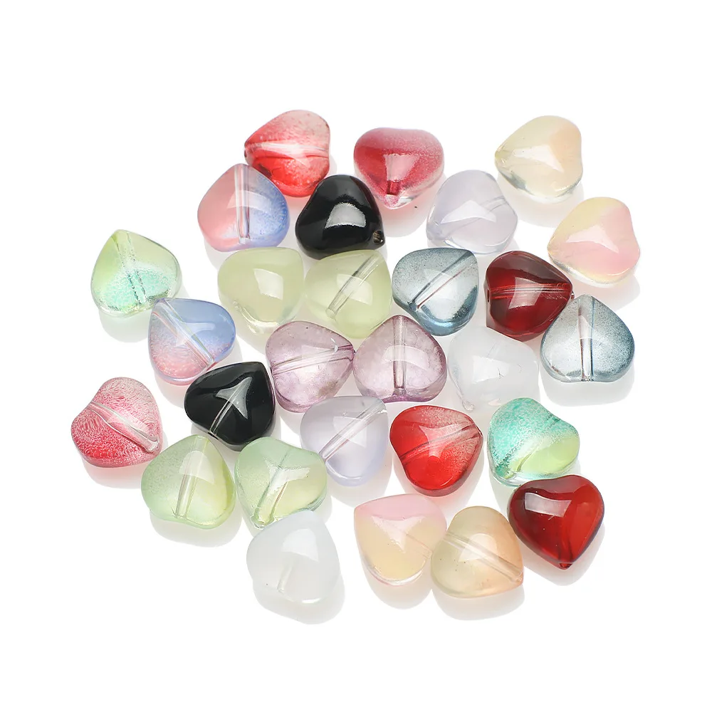 StreBelle New 100pcs 8mm Colorful Charms Heart Shape Glass Beads Loose Spacer Pear Bead for Jewelry Making DIY Handmade Bracelet