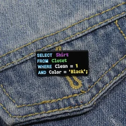 Creative New Database SQL Programming Alloy Brooch for Hat Minimalist Black Programmer Badge Metal Colored Letter Accessory Pin