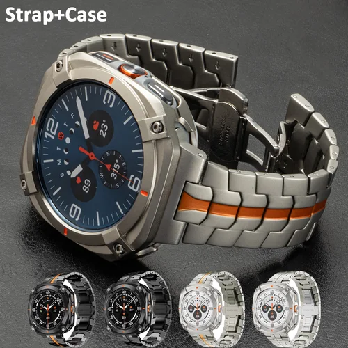 Correa de acero + funda para Samsung Galaxy Watch ultra 2025 47mm cubierta de parachoques de aleación para GALAXY Watch7 ultra 47mm correa de lujo para hombres