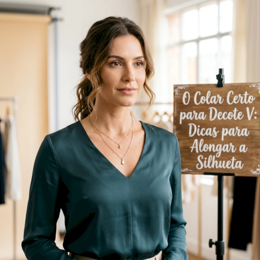 O Colar Certo para Decote V: Dicas para Alongar a Silhueta