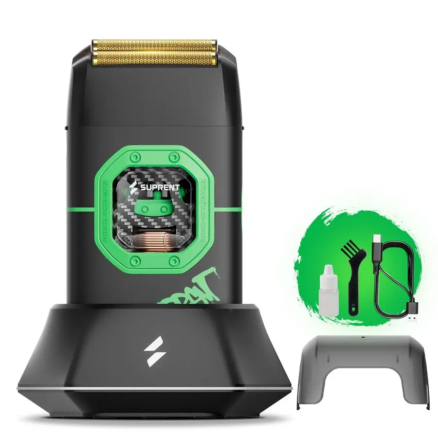 

Профессиональная бритва с фольгой, электрическая бритва с векторным двигателем 13000 об/мин для головы, бороды, шеи с усилителем, портативная бритва для лица с типом C