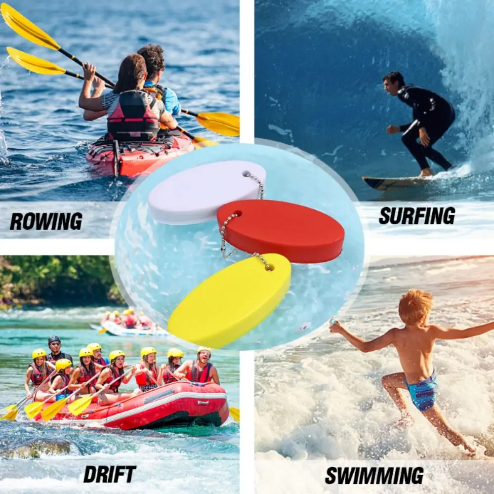 Rafting Oval Buoyant Keychain Floating Foam Buoy Keychain Soft Elliptical Buoy Pendant Water Sports