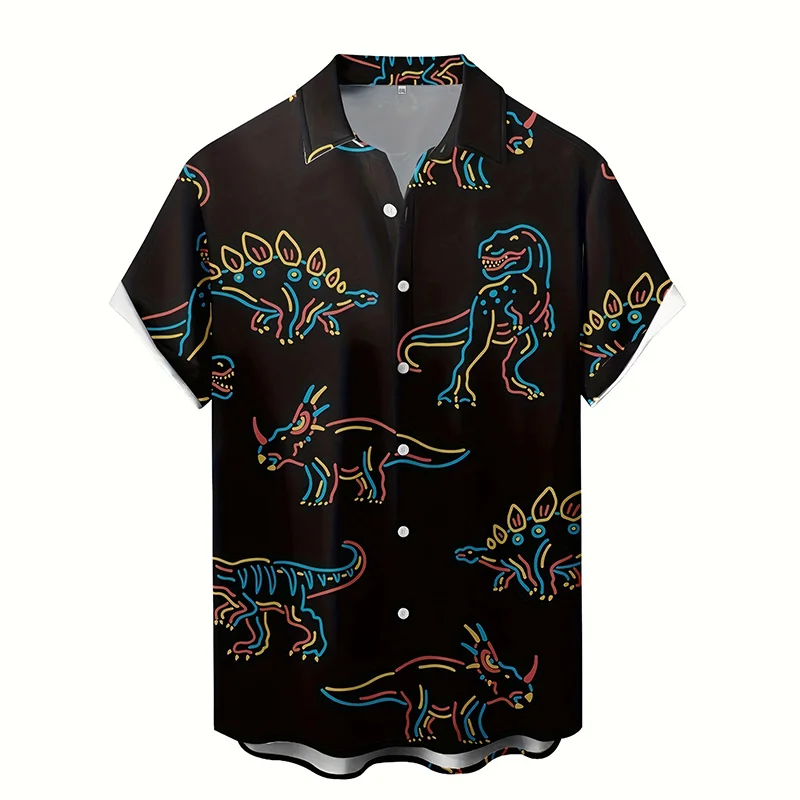 New 3D Dinosaur Printing Shirts For Men Plants Mushroom Graphic Shirts For Women Children Fashion Hawaiian Top Shorts & Blouses