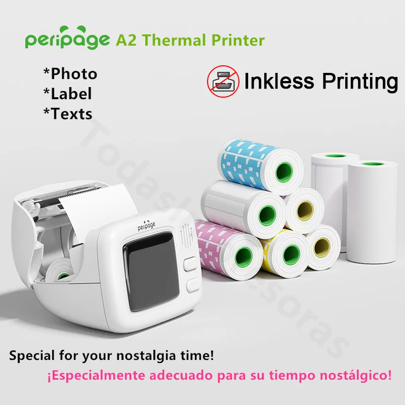 PeriPage Original A2 Mini Pocket Printer Thermal Photo Printer Mobile Phone Android IOS Label Printer Kids Holiday Gifts Regalos