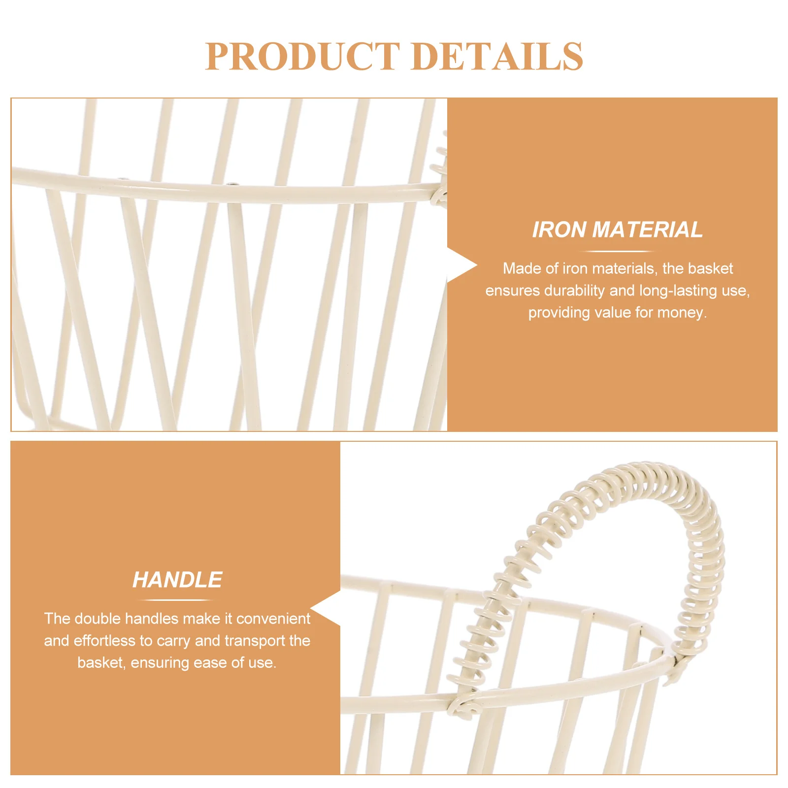 

Vintage Iron Fruit Basket Double Handle Metal Wire Basket Small Storage Organizer for Kitchen Vanity Snacks Bread Baskets