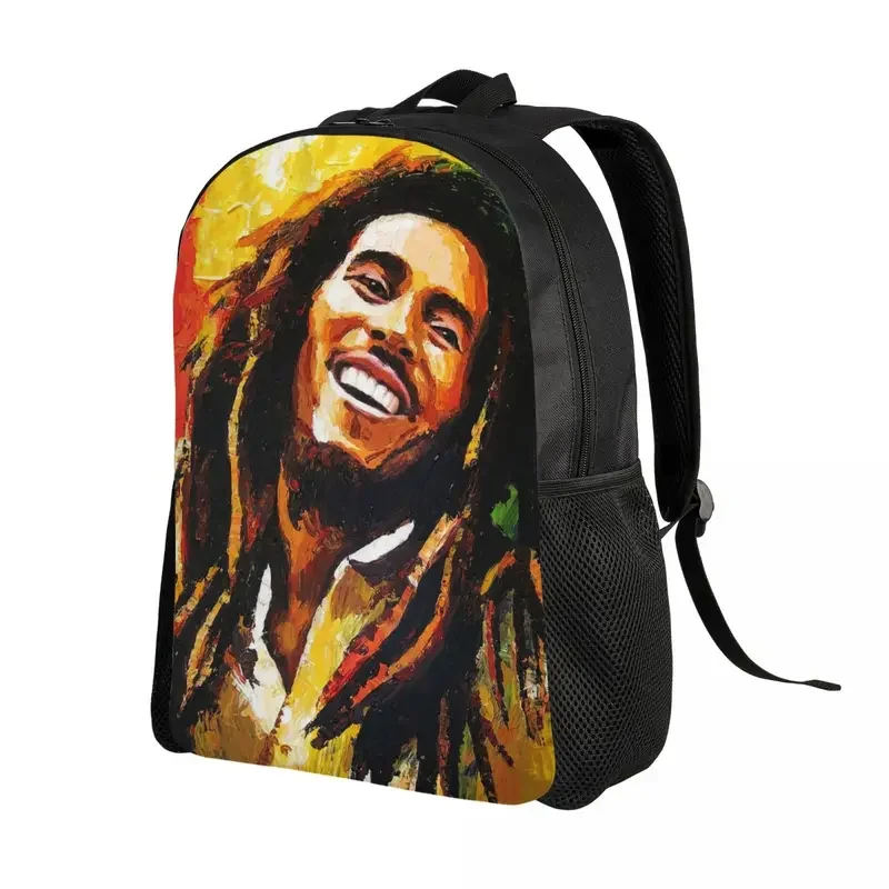 Mochila personalizada para hombre y mujer, morral con diseño de Bob Marley, Rock Reggae, apta para ordenador portátil de 15 pulgadas