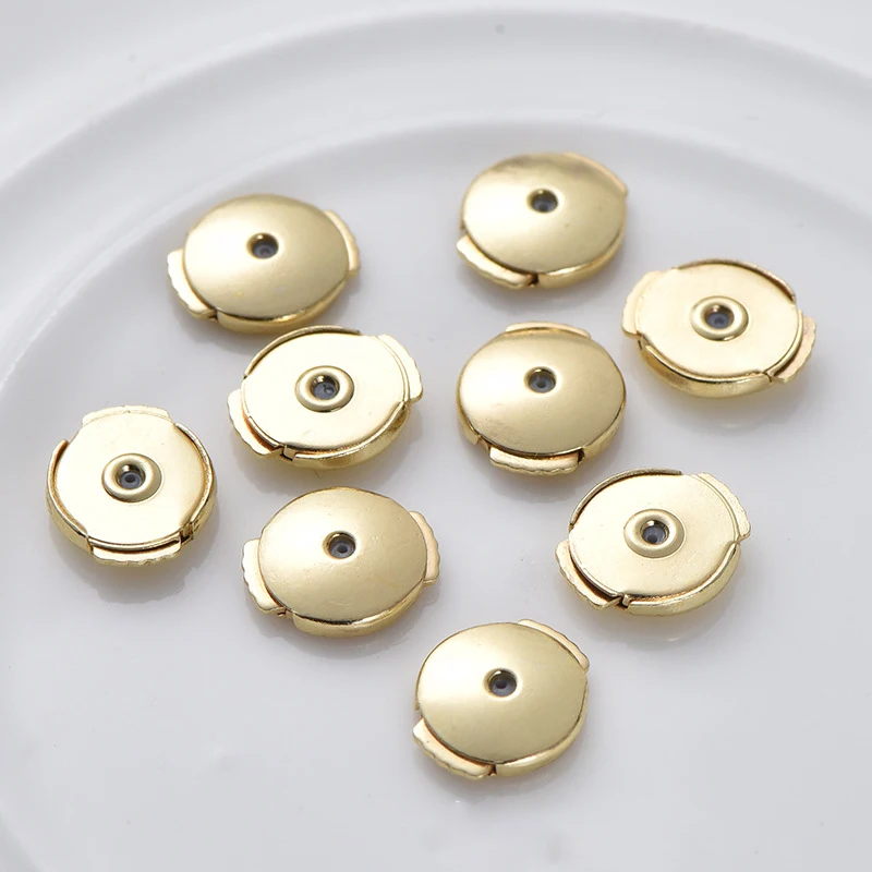 

4/8pcs 18K Gold Plated Round Earrings Backs For DIY Ear Studs Plug Stoppers Jewelry Supplies Findings Accessories Component