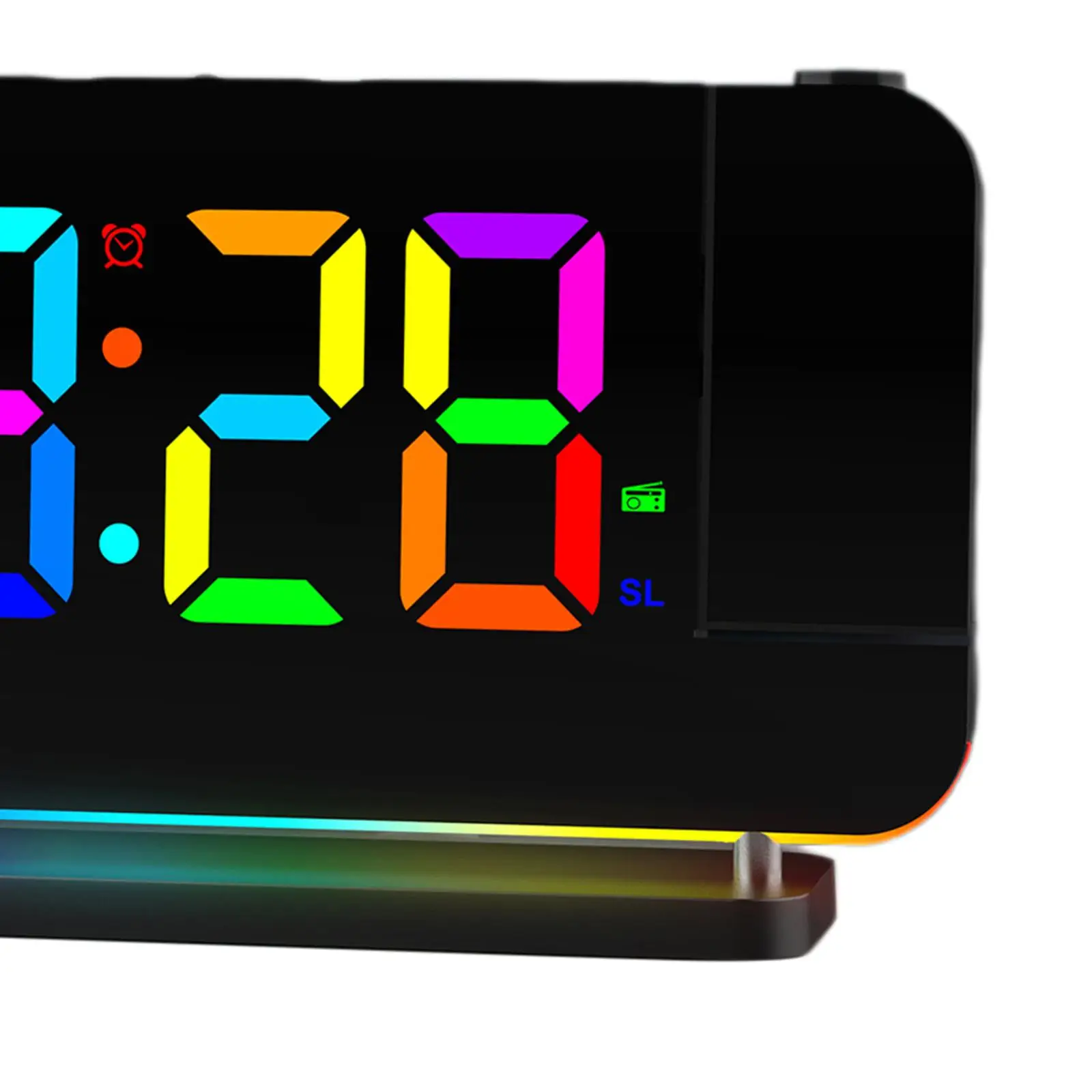 Smart LED Alarm Clock with Auto Dimming and FM Radio for Bedside Table Office Desk Projection
