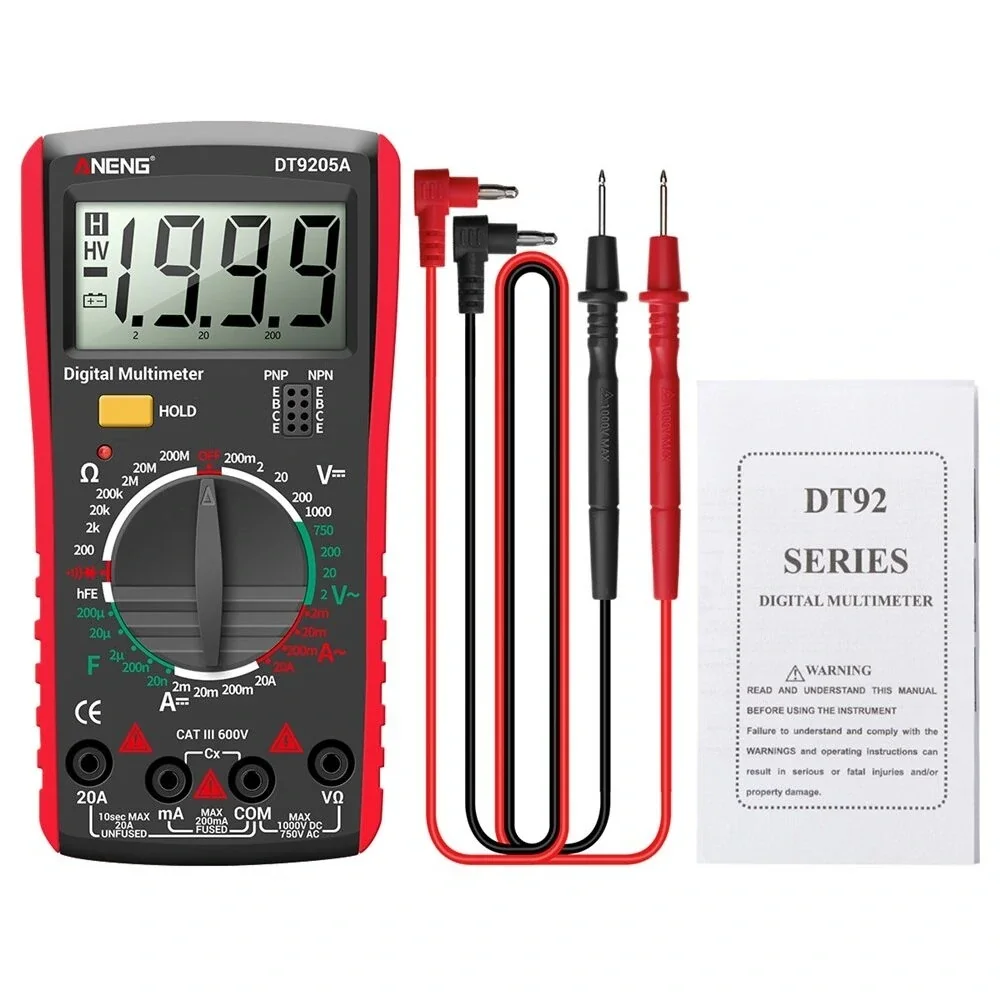 ANENG DT9205A Digital Multimeter AC/DC Transistor Tester Electrical NCV Test Meter Profesional Analog Auto Range Multimetro