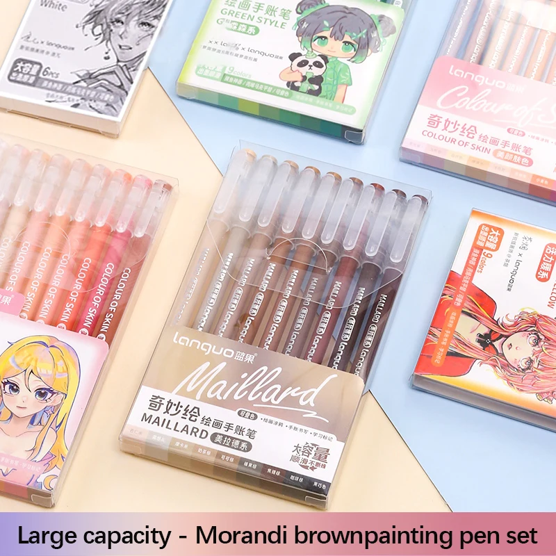 Kawaii Morandi Gray Gel Pen Set Multi Color Diary Pen Handbook Pen Marker Liner Ballpoint Penor Writing Student Office Supplies