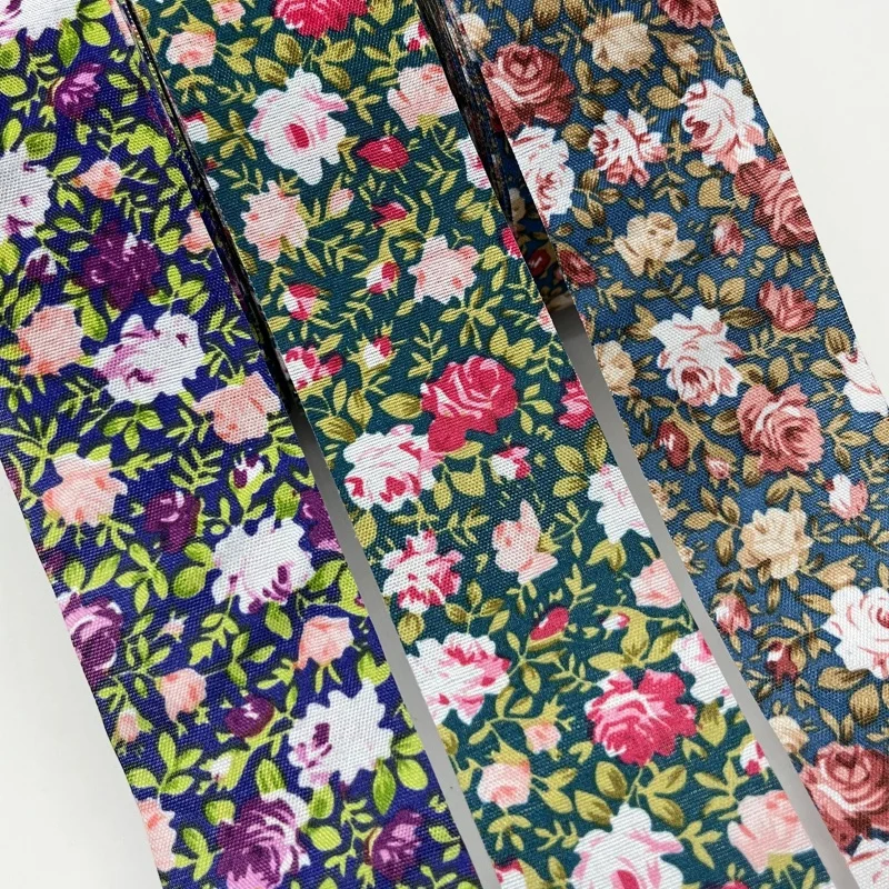 1.5cm-4cm 10Y Flowers Fabrics Ribbon for Handmade DIY Craft Sewing Bias Binding Bows Scrapbook Deco Gift Floral Packing