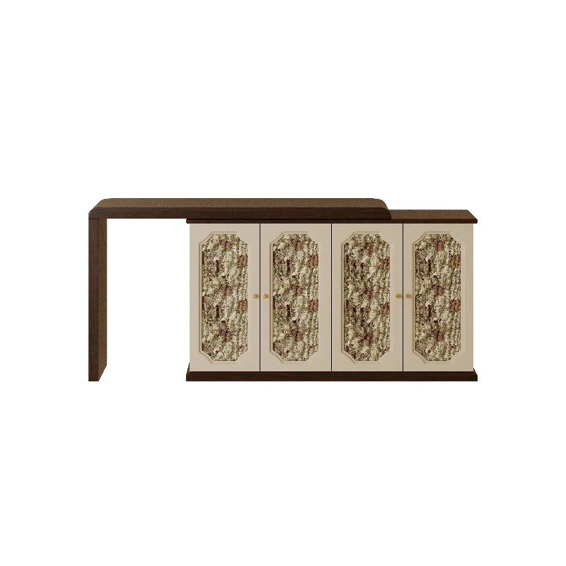 

Retro solid wood printing retractable dresser designer home bedroom bedside dressing table multi-functional cabinet