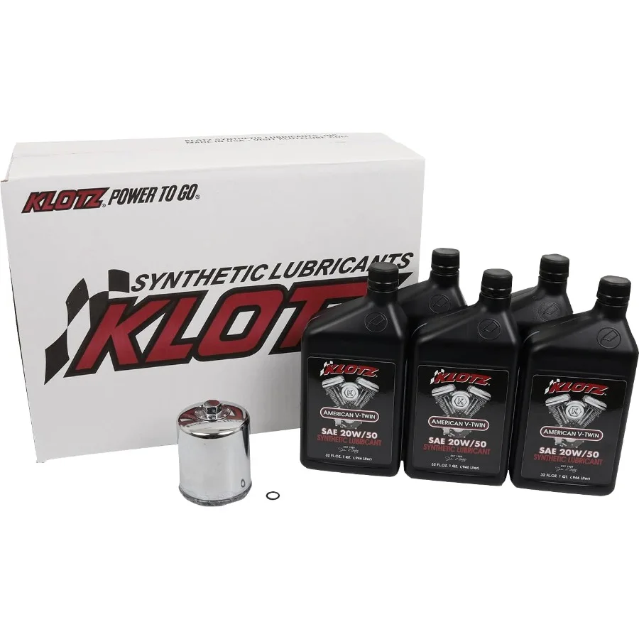 

Klotz 5 Quart 20W/50 Синтетический комплект для замены моторного масла для Evolution Big Twin 1984-1999 годов — базовый комплект: решение для полного обслуживания