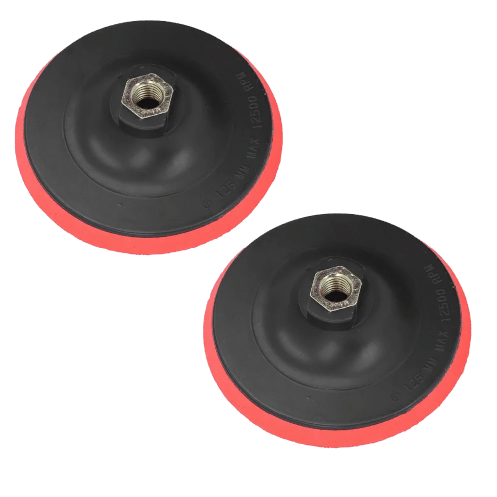 2pcs Rubber Material Grinder Backing Pad 125mm Diameter 5 Inch Size Polishing Backer Plate Hook and Loop Fastener