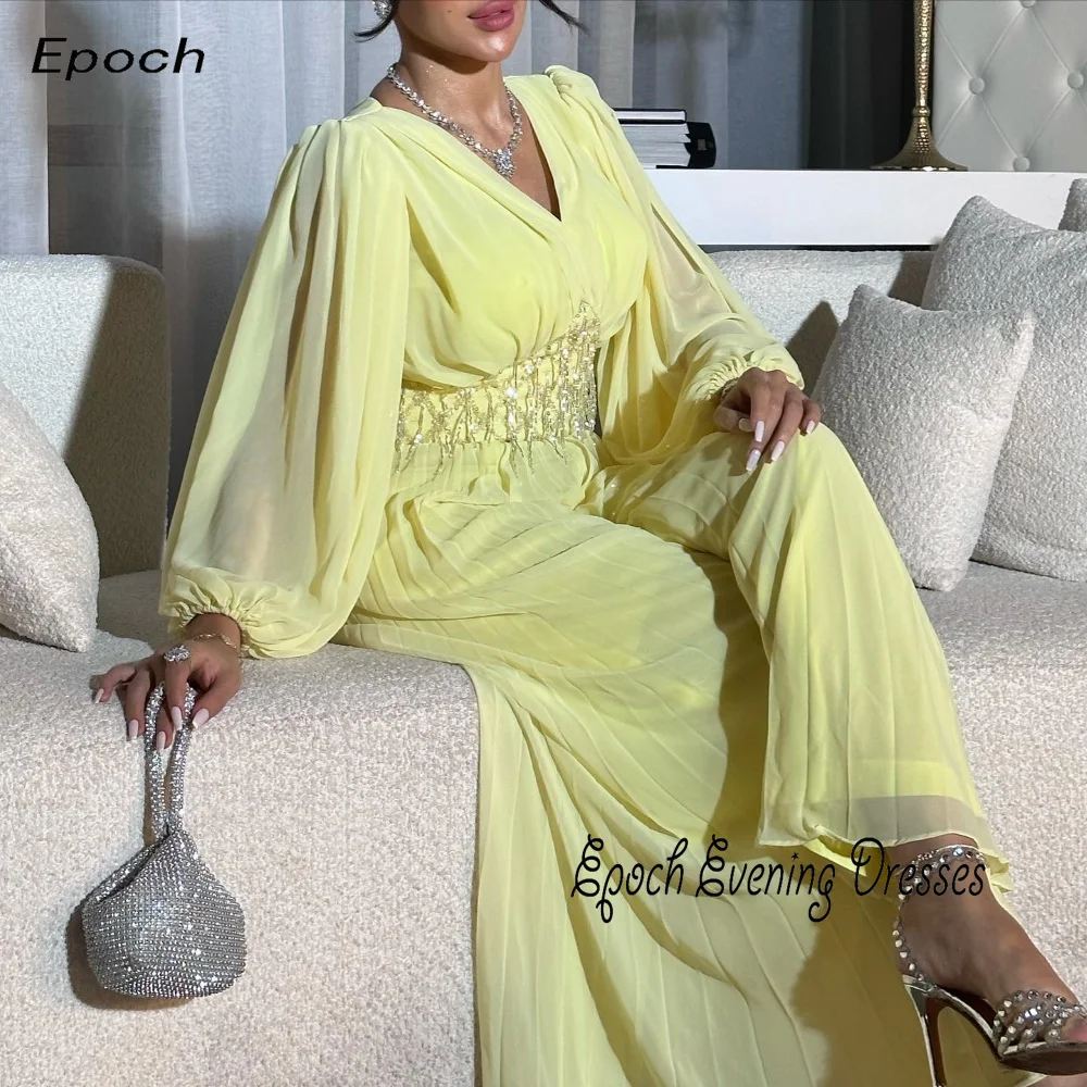 Epoch Formal Occasion Evening Dress فساتين مناسبة رسمية Elegant V-Neck Full Sleeve Empire Cocktail Prom Gown For Women 2024