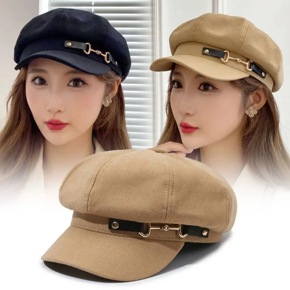 Vintage Beret Newsboy Hat Adjustable Autumn Winter Hat Cabbie Beret Octagonal Cap Soft Woolen Beret for Women Beret Painter Cap