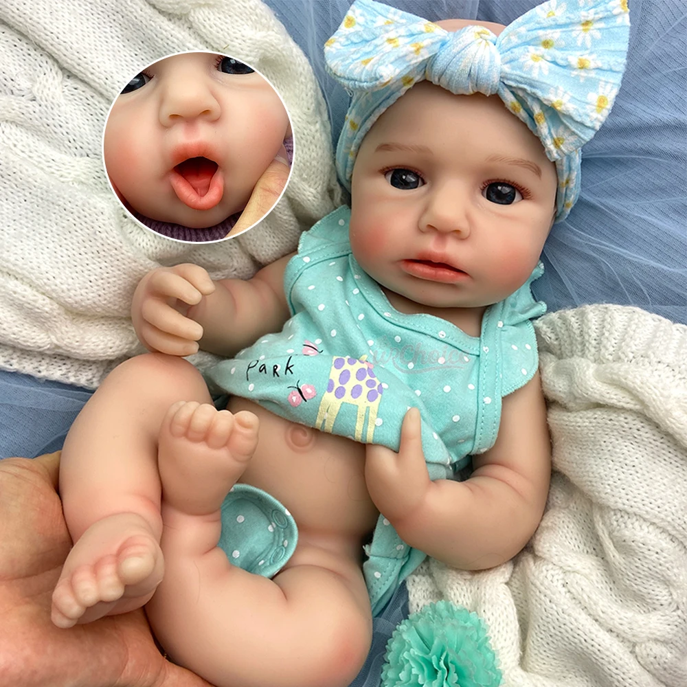 18 Zoll Open Mouth Loulou Vollsilikon Reborn Baby Mädchen Chubby Realistische Details Waschbare Neugeborene Puppe als Sammlergeschenk