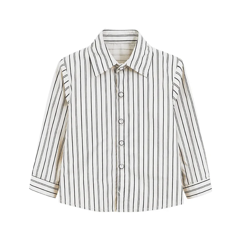 Children Shirts Spring Autumn New Casual Cotton All-match Boys Striped Blouses School Kids Class Uniform Formal Long Sleeve Tops