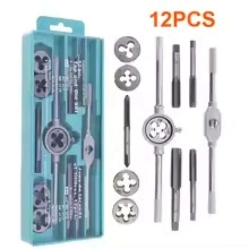 8/12/20 pcs Tap And Die Set M3-M12 Male Thread Tool Kit Alloy Steel Internal thread Tap die hardware