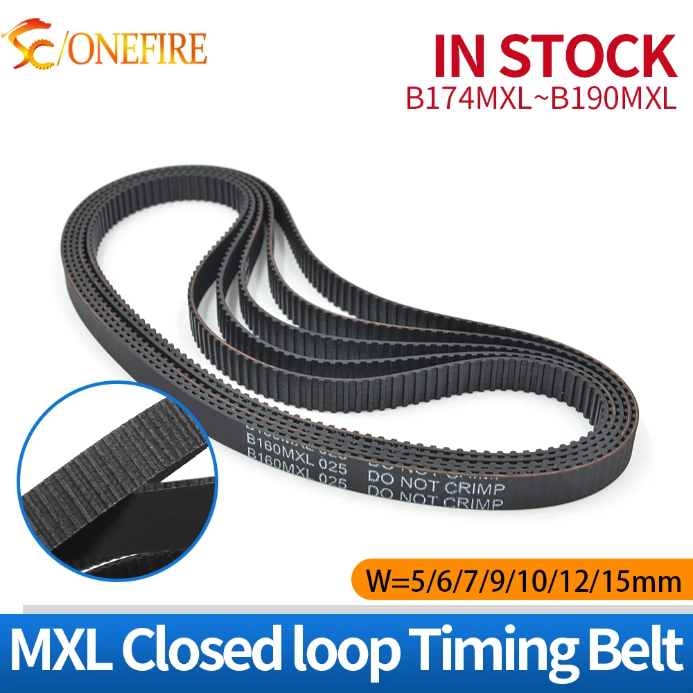 

Trapezoidal MXL Belt B174MXL-B190MXL Synchronous Belt Width 5/6/7/9/10/12/15mm Closed Loop Drive Belt MXL Rubber Timing Belt